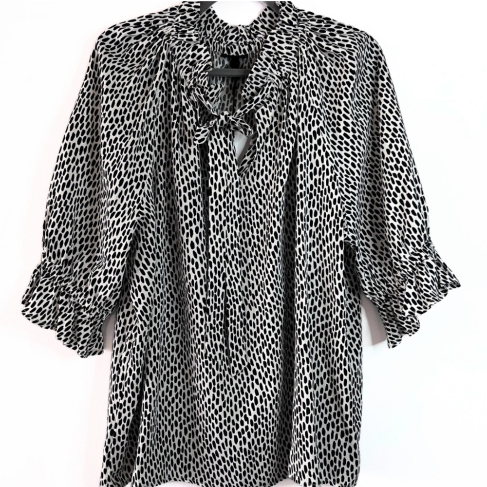 Who what wear leopard animal print short sleeve pullover blouse top-size XXL